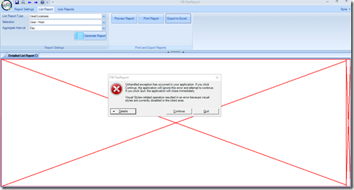 Visual Styles-related operation resulted in an error because visual styles are currently disabled in the client area.