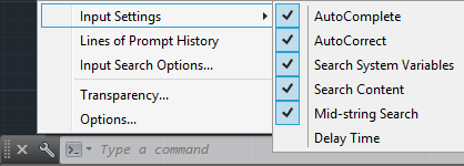 AutoCAD 2014 Command Input Settings