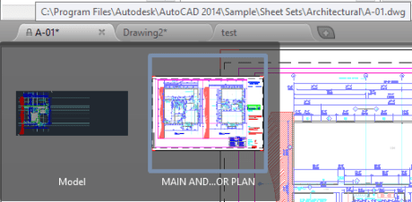 AutoCAD 2014 File Tabs