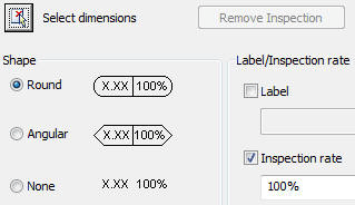 Inspection dimension dialog box